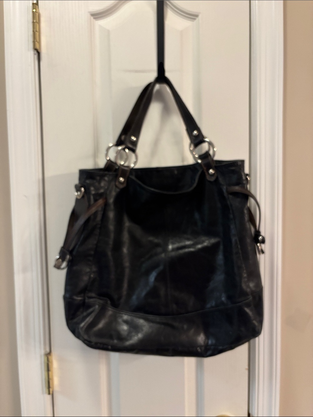 Black Leather Tote Bag - Classic Women's Handbag/tote.